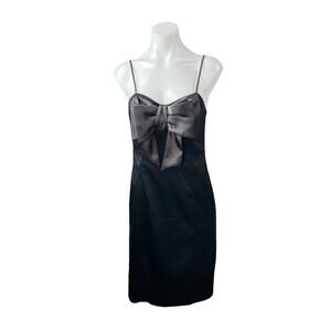 NW Nightway Black Bow Sleeveless Sweetheart Cami Camisole Mini Slip Dress Sz 4